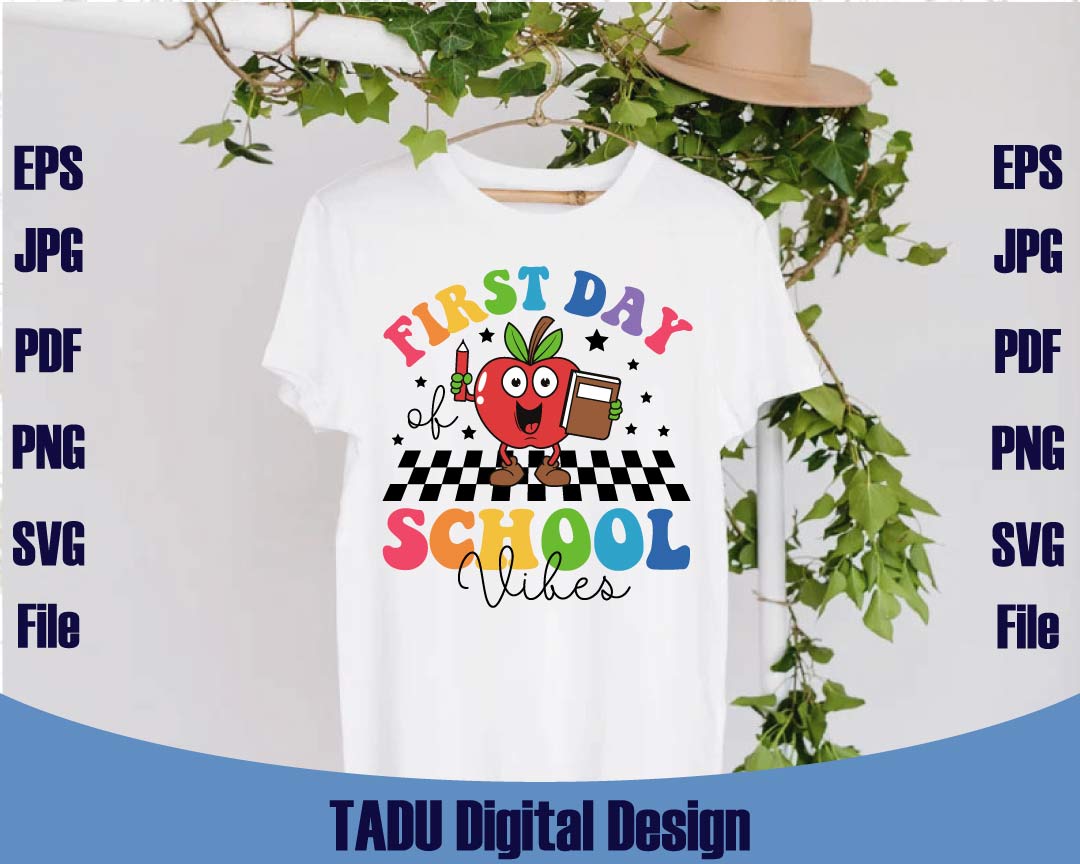 First Day of School Vibes Png Back to School Svg Teacher Apple Svg