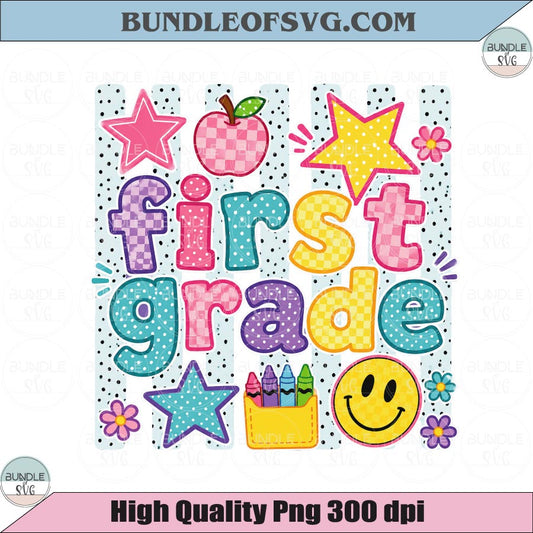 First Grade Striped Back to School Png Retro Stripes First Grade Png