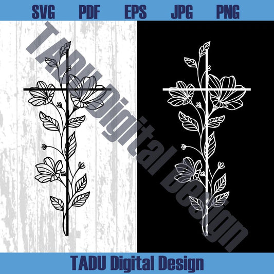 Floral Cross Svg Flower Cross Svg Faith Svg Cross With Flowers Png