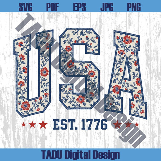 Floral USA Png Coquette 4th Of July Svg Girly Retro America Png Svg
