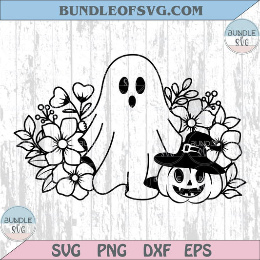 Flowers Ghost Pumpkin Svg Halloween Floral Ghost Pumpkin Boo Png