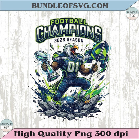 Football Champions 2026 Hawk Mascot Settle Seahawks Png 12th