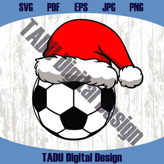 Football Christmas Svg Soccer Christmas Santa hat Soccer Ball Png