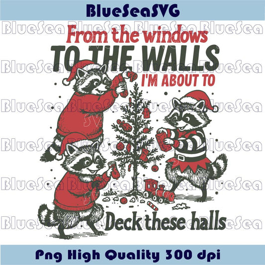 From The Windows Deck These Halls Png Raccoon Christmas Png