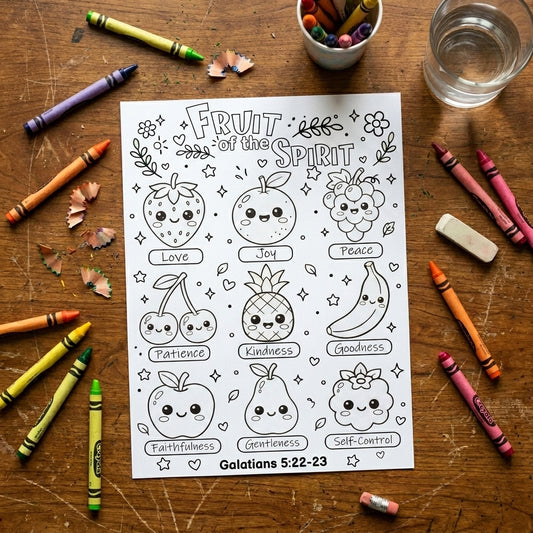 Fruit of the Spirit Coloring Page Printable Christian Kids Homeschool