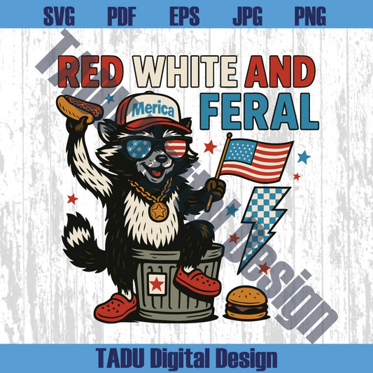 Funny 4th Of July Png Red White And Feral Png Hotdog Raccoon Png