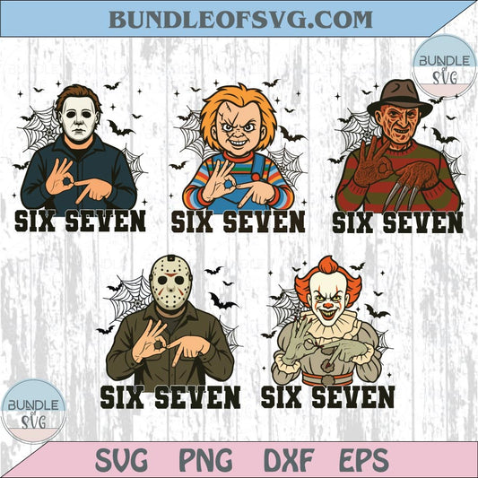 Funny Halloween Horror Movies Six Seven 6 7 Meme Png Bundle Svg