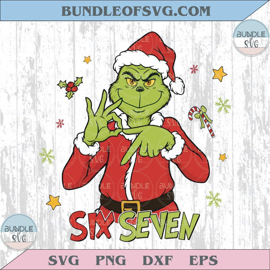 Funny Six Seven Meme Christmas Grinch Png Viral Grinch 6 7 Png