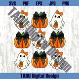Ghost Pumpkin Black Bows Lace Png Cute Halloween Png Trendy Boo