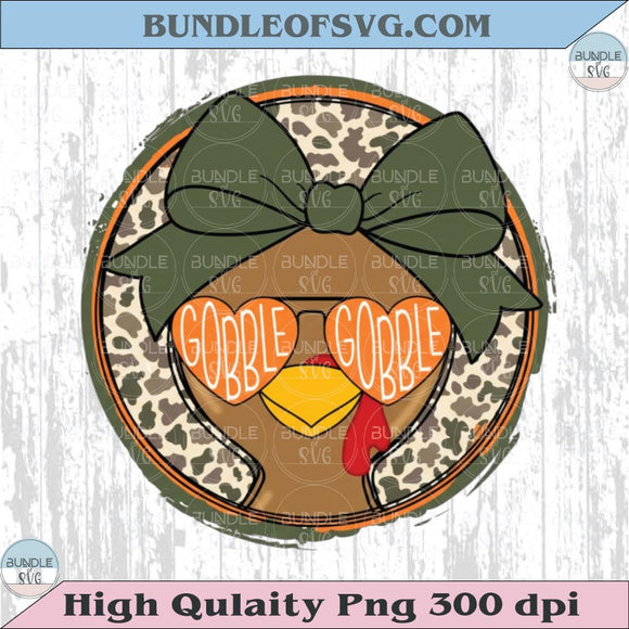 Girl Turkey Bow Camo Circle Gobble Gobble Png Thanksgiving Girl Png