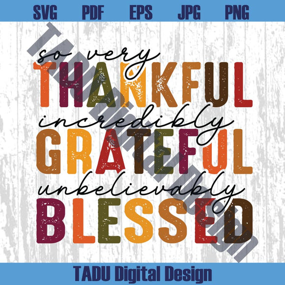 Grateful Thankful Blessed Svg Thanksgiving Png Retro Autumn Svg