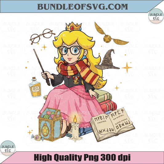 Gryffindor Princess Peach SVG Witch Princess Peach PNG Super Mario