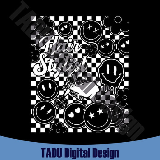 Hair Stylist Svg Checkered Smiley Face Hairstylist Png Hairdresser Svg