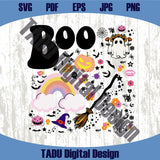 Halloween Png Doodle Collage Boo Floral Checker Collage Spooky Svg