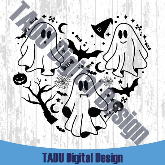 Heart Bat Ghost Svg Heart Spooky Season Svg Love Halloween Png
