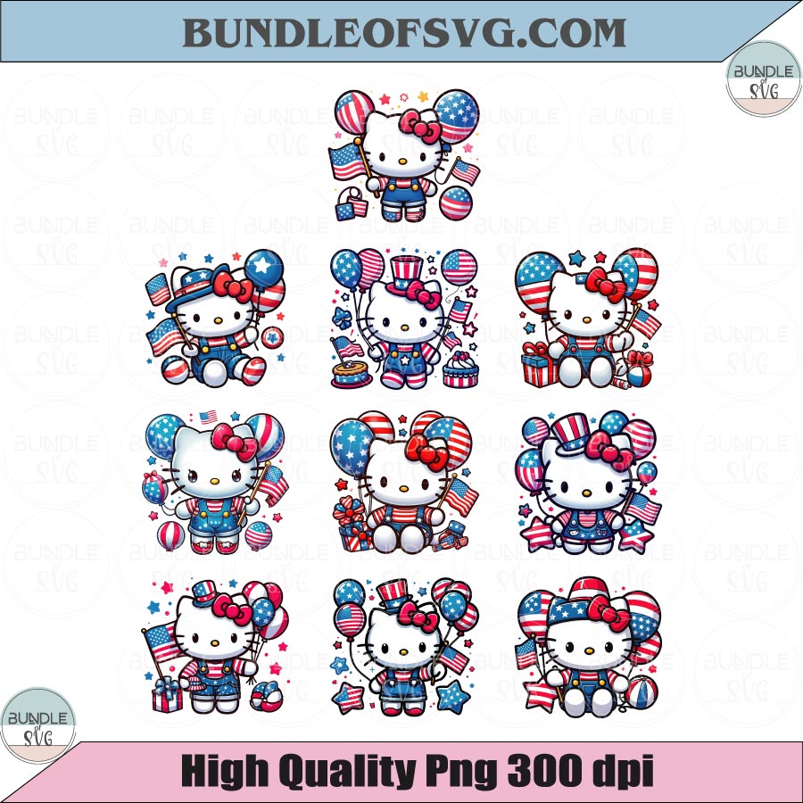 Hello Kitty 4th of July PNG Patriotic Hello Kitty PNG Independence Day