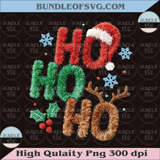 Ho Ho Ho Png Faux Embroidery Christmas Png Latch Hook Yarn Xmas
