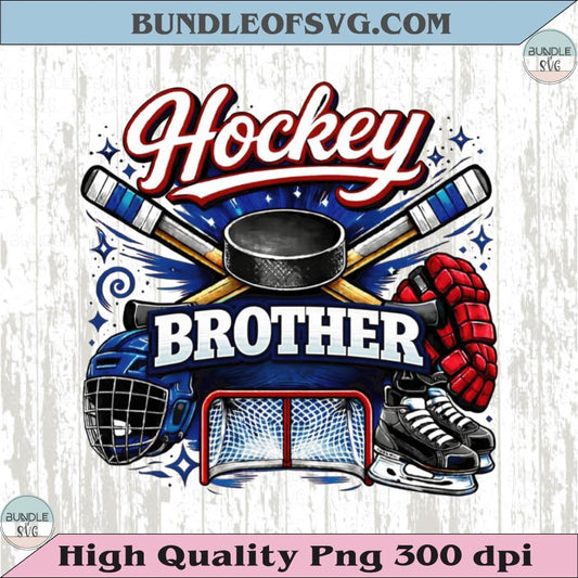Hockey Brother PNG Design Vintage Brother Ice Hockey Shirt