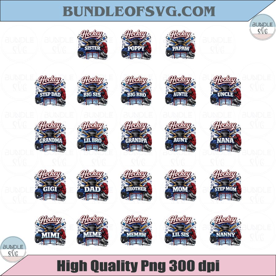 Hockey Family Png Bundle Design Family Hockey T-Shirt Graphic Dtf