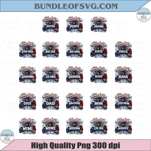 Hockey Family Png Bundle Design Family Hockey T-Shirt Graphic Dtf
