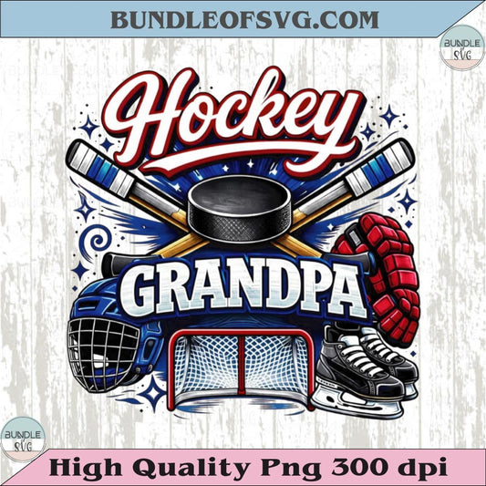 Hockey Grandpa PNG Design Vintage Hockey Grandfather Shirt Dtf