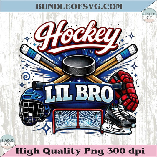 Hockey Lil Bro PNG Design Vintage Ice Hockey Little Brother Shirt