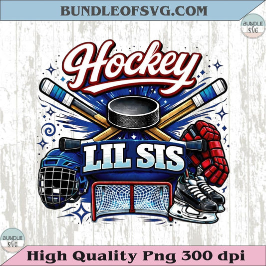 Hockey Lil Sis PNG Design Vintage Ice Hockey Little Sister Shirt