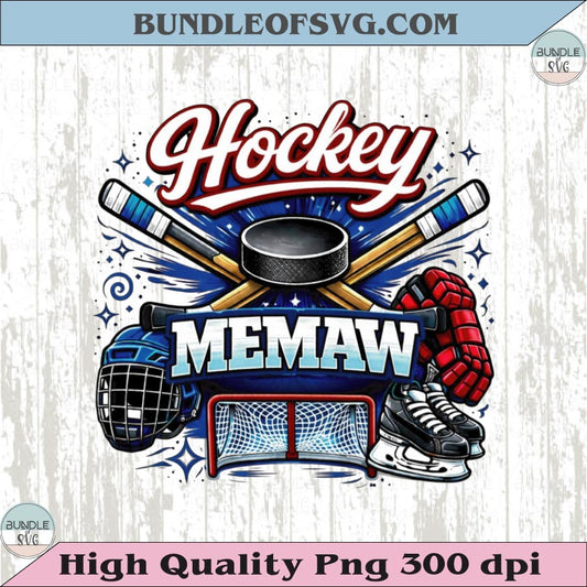 Hockey Memaw PNG Design Vintage Ice Hockey Grandma Shirt