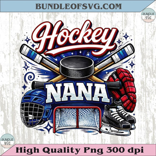 Hockey Nana PNG Design Vintage Ice Hockey Grandma Shirt Dtf