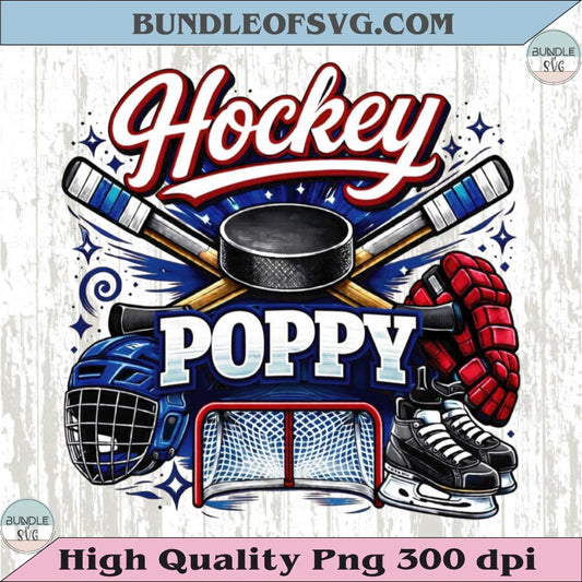 Hockey Poppy PNG Design Vintage Ice Hockey Grandpa Shirt Dtf
