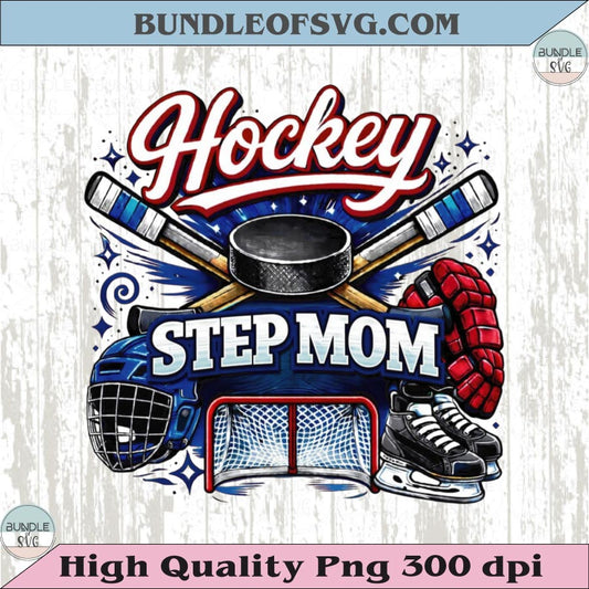 Hockey Step Mom PNG Design Vintage Step Mom Ice Hockey Shirt