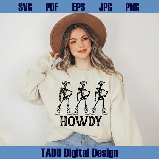 Howdy Cowboy Svg Western Skeleton Cowboy Png Dancing Skeleton
