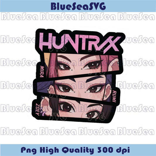 Huntrix Anime Girls Eyes PNG Aesthetic Kpop Demon Hunters Sticker