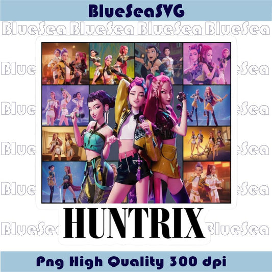 Huntrix PNG Girl Group Collage Png Design Kpop Demon Hunter Png