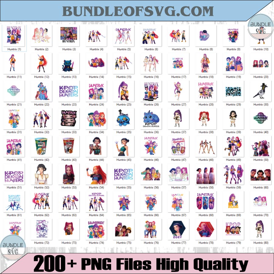 Huntrix Png Bundle Set Kpop Demon Hunters Png Saja Girls Clipart