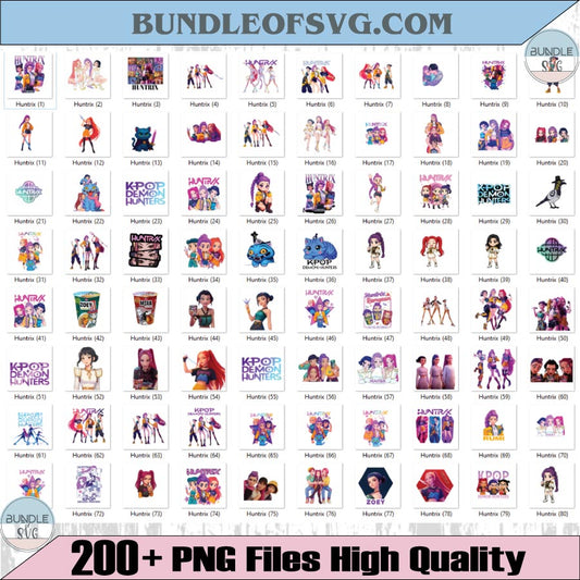 Huntrix Png Bundle Set Kpop Demon Hunters Png Saja Girls Clipart