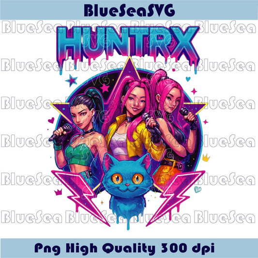 Huntrix Png Neon KPop Demon Hunters Png Huntrix Saja Girls Png