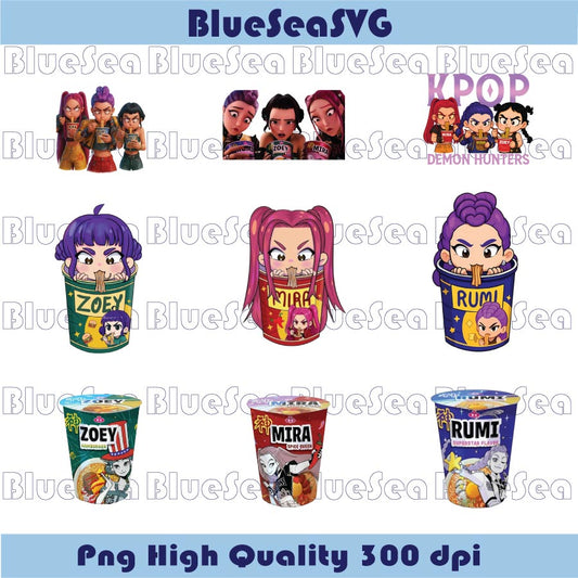 Huntrix Ramen Cup PNG Huntrix Mira Rumi Zoey Noodle Kawaii Png
