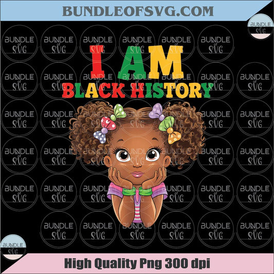 I Am Black History Png Cute Afro Girl Black History month Png