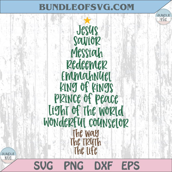 Jesus Savior Christmas Tree Svg Names Christmas Christian Svg