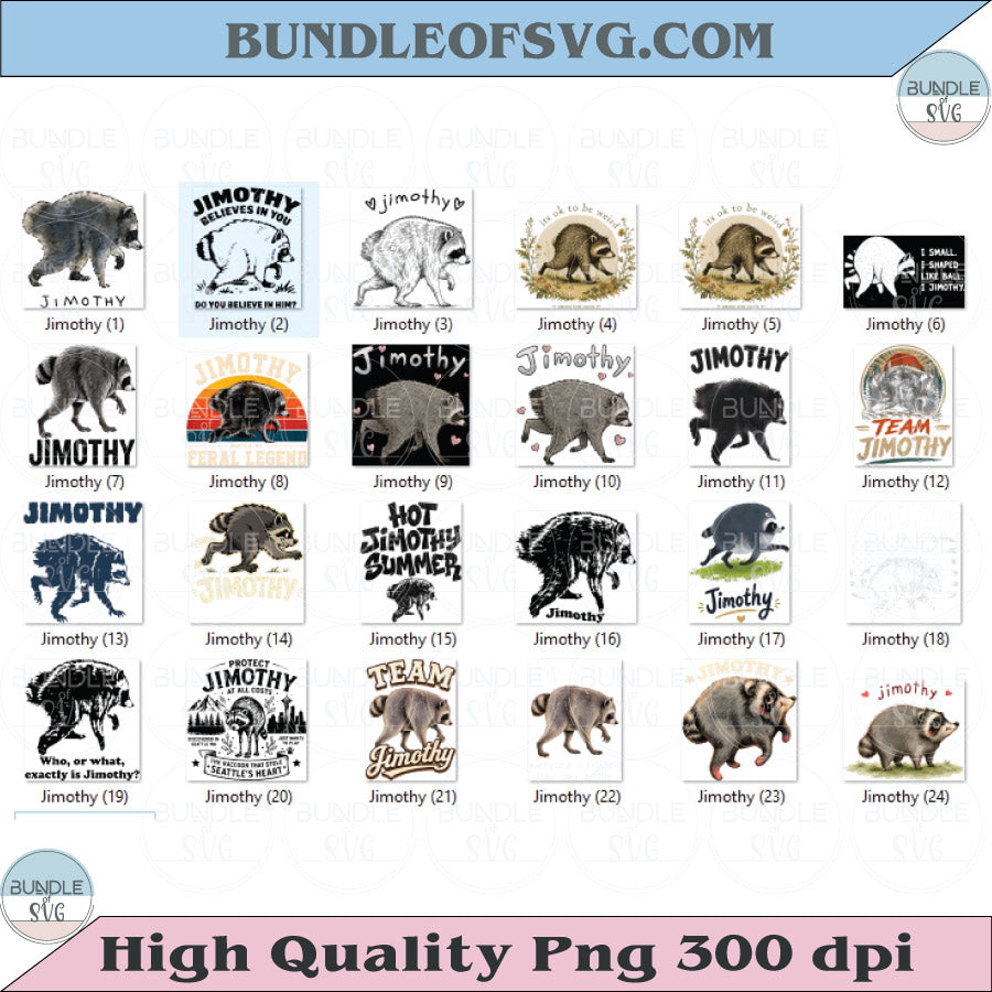 Jimothy PNG Bundle Seattle Raccoon PNG Jimothy Forever Png
