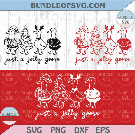 Just a Jolly Goose Svg Gingerbread Santa Goose Christmas Goose Svg