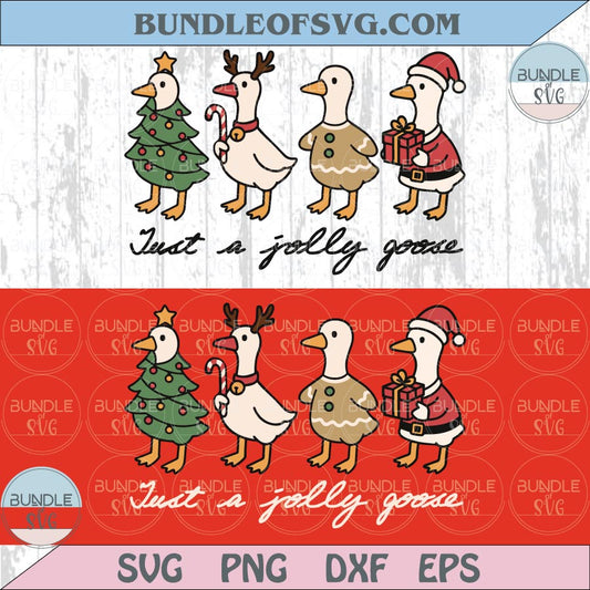 Just a Jolly Goose Svg Vinatge Christmas Goose Svg Santa Goose Png