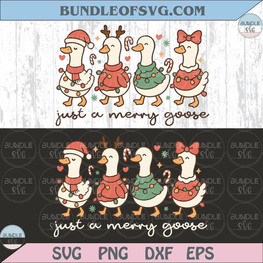Just a Merry Goose Svg Christmas Goose Png Trendy Jolly Goose Png