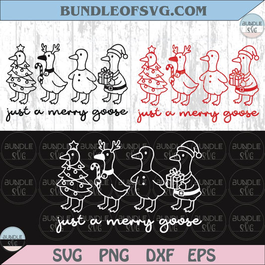 Just a Merry Goose Svg Christmas Goose Svg Jolly Santa Goose Png