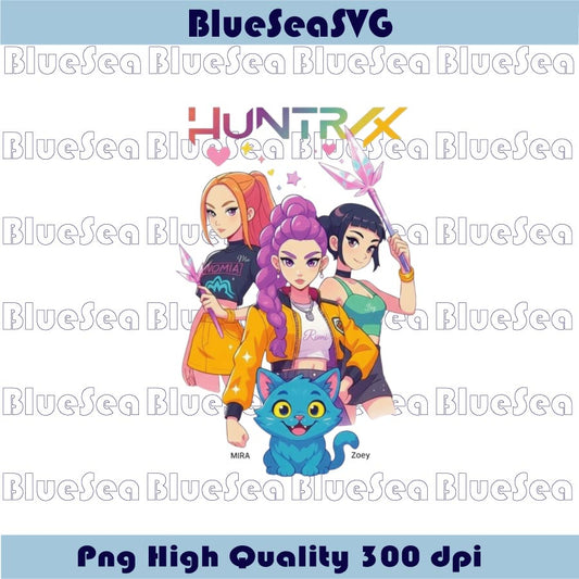 Kawaii Huntrix K-Pop Demon Hunters PNG Anime Girls Derpy Graphic