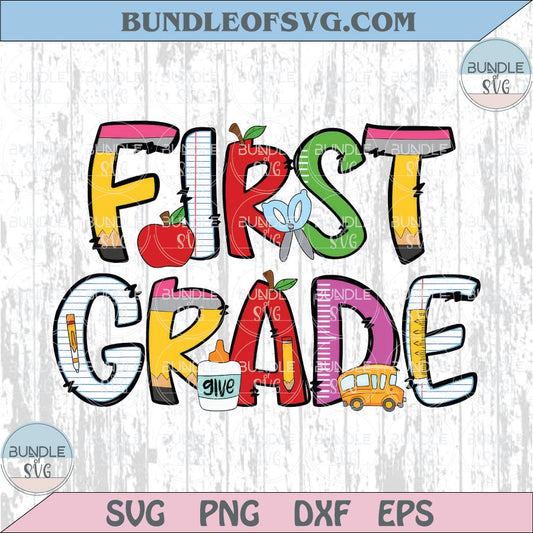 First Grade Png Back To School Svg Student Doodle Teacher Png