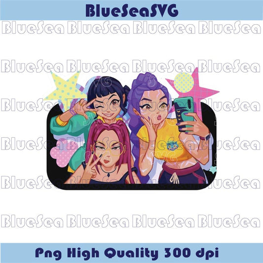 Kpop Demon Hunters Huntrix Selfie Sticker PNG Pop Star Clip Art