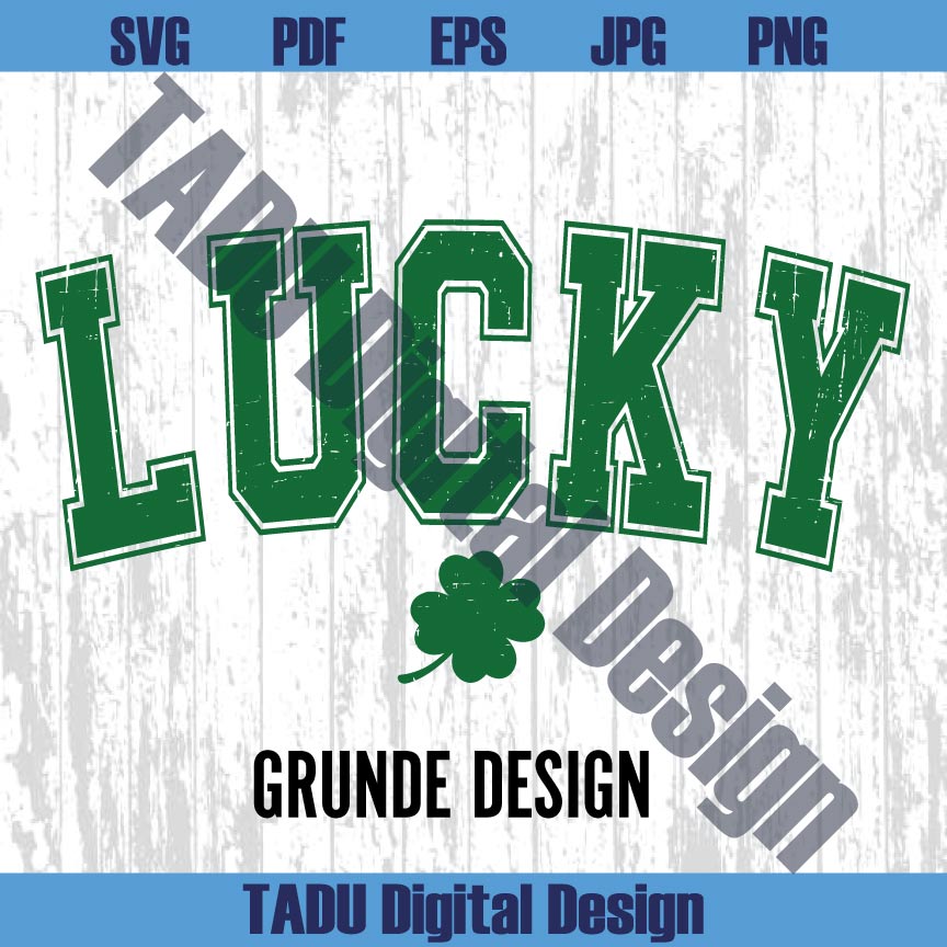 Varsity Lucky Svg St Patrick's Day Png Retro Shamrock Lucky Png - BundleofSVG