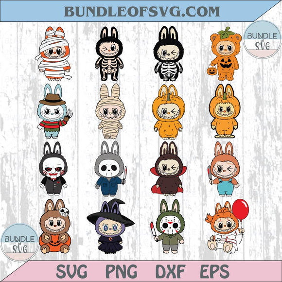 Labubu Halloween Svg Bundle Clipart Kawaii Labubu Characters Png